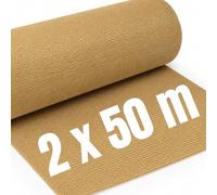 Masterbrico Rete Ombreggiante Beige per Balcone e Giardino - H 2 x 50 MT | Ombra 75%, Ideale per Tende, Gazebi, Parcheggi, Orto - Filo anti-UV Indemagliabile, Protezione dal Sole per Auto e Moto