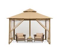 MASTERCANOPY Gazebo da giardino, 2,7 x 2,7 m, con 4 zanzariere, per giardino, cortile, beige