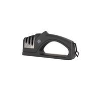 MasterChef Affilacoltelli da Cucina 3 in 1, Manuale Knife Sharpener per Coltelli, con Base Antiscivolo, 3 Fasi, Affilatura Ruvida e Fine, Nero