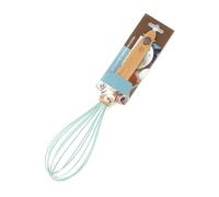 Masterchef Junior - Frusta da Cucina - Modello in Legno e testa in Silicone in Colore Blu - Frusta a Mano Facile da Pulire, Evita che si Attacchino Ingredienti - Foro nell'Impugnatura per Appendere