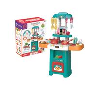 Masterchef Junior Play Kitchen - Cucina compatta con 31 accessori, luci e suoni realistici, include cibo in feltro e grembiule, facile da montare, funziona con 3 batterie AA, Famosa (MTE01000)