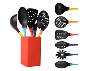MasterChef Set di 6 utensili da cucina in nylon, per pentole antiaderenti, con cucchiai e spatole, multicolore