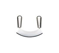 MasterClass Acero Mezzaluna a Lama Singola in Acciaio Inox al Carbonio, Lama Curva per Taglio delle Erbe, 18 cm, Argento