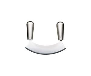 MasterClass Acero Mezzaluna a Lama Singola in Acciaio Inox al Carbonio, Lama Curva per Taglio delle Erbe, 18 cm, Argento