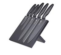 MasterClass Agudo Set di coltelli in acciaio inossidabile antiaderente a 5 pezzi e ceppo magnetico, con cinque coltelli e supporto da esposizione - Nero