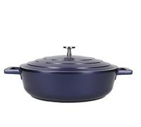 MasterClass Casseruola bassa con coperchio 4 litri/28 cm, in alluminio fuso leggero, sicura per forno e piano cottura a induzione, blu