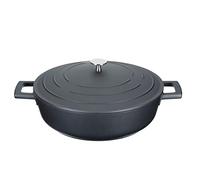 MasterClass Casseruola bassa con coperchio 4L/28 cm, in alluminio fuso leggero, sicura per forno e piano cottura a induzione, nero