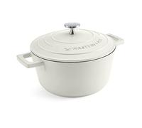 MasterClass Casseruola piccola con coperchio 2,5L/20 cm, in alluminio fuso leggero, resistente al forno e al piano a induzione, crema