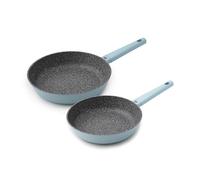 MasterClass, Confezione da 2 padelle antiaderenti in alluminio pressofuso, senza PFA, con rivestimento resistente, leggere, adatte per piano a induzione, forno e lavastoviglie, 28 cm e 24 cm, azzurro