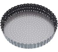 MasterClass Crusty Bake 20 cm, teglia per quiche forata con antiaderente senza PTFE, PFOA e BPA, robusto fondo largo in acciaio al carbonio spesso 1 mm, scanalato, grigio