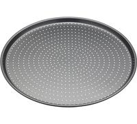 MasterClass Crusty Bake Vassoio antiaderente per pizza per forno normale e per pizza con antiaderente senza PTFE, PFOA e BPA, robusto acciaio al carbonio spesso 1 mm, 32 cm, con manicotto