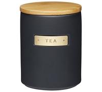 MasterClass Porta tè in gres e ottone con coperchio ermetico in bambù, 1 L (1,75 pt) - Nero