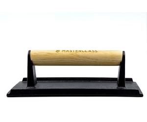 MasterClass Pressa per griglia in ghisa, peso per bistecche con manico in legno, pressa per hamburger, accessorio per padelle e barbecue, 21cm
