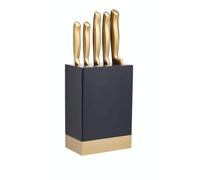 MasterClass Set di coltelli con blocco, 5 pezzi, acciaio inossidabile color ottone, 15,5 x 9,5 x 22 cm (6,1 x 3,7 x 8,7''), ottone/nero