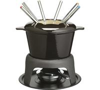 MasterClass Set per fonduta in ghisa per cioccolato, formaggio, carne, 21 x 18 cm, nero