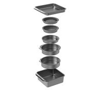 MasterClass Smart Space Bakeware Set di 7 pezzi antiaderenti e impilabili senza PTFE-PFOA e BPA con teglia per arrosti, teglia per brownie, teglia per panini, 2 tortiere rotonde e 2 piatti da quiche