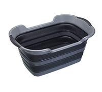 MasterClass Smart Space Cesto per il bucato pieghevole in plastica di grandi dimensioni, 60,5 x 40 x 28 cm (24" x 15,5" x 11") - Nero/Grigio