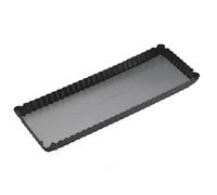 MasterClass Teglia per crostate con fondo sciolto, senza PTFE, PFOA e BPA, in robusto acciaio al carbonio spesso 1 mm, teglia rettangolare scanalata per quiche da 14 x 5 pollici