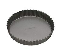 MasterClass Teglia per crostate e quiche antiaderente, senza PTFE, PFOA e BPA, robusta in acciaio al carbonio scanalata di 1 mm di spessore, rotonda da 25 cm (10"), grigia