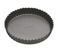 MasterClass Teglia per crostate grande, teglia per quiche scanalata con base libera e antiaderente senza PTFE, PFOA e BPA, robusto acciaio al carbonio spesso 1 mm, 30 cm (12 pollici) , Grigio