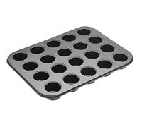 MasterClass Teglia per muffin a 20 fori con base libera e antiaderente senza PTFE, PFOA e BPA in confezione regalo, robusto acciaio al carbonio da 1 mm, 35 x 27 cm