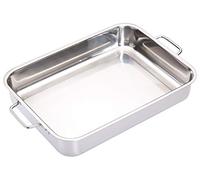 MasterClass Teglia profonda in acciaio inox con manici pieghevoli e design compatibile con il piano cottura, 37 x 27 x 6,5 cm