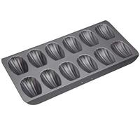 MasterClass Vassoio per madeleine con antiaderente PTFE, PFOA e BPA, robusto acciaio al carbonio spesso 1 mm, stampo per torte a 12 fori, 40x 20 cm, grigio