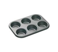 MasterClass Vassoio per muffin a 6 fori con antiaderente senza PTFE, PFOA e BPA, robusto acciaio al carbonio spesso 1 mm, teglia per cupcake da 27 x 18 cm