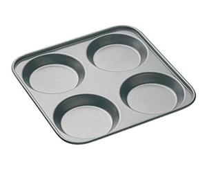 MasterClass Vassoio per Yorkshire Pudding a 4 fori con antiaderente senza PTFE, PFOA e BPA, robusto acciaio al carbonio spesso 1 mm, , 24 cm