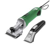 Masterclip Horse Clipping Combo - Tosatrice da caccia resistente alimentata a rete e trimmer senza fili Showmate Mark II (Green Hunter & Silver Showmate)