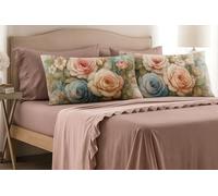 Masterhouse Completo Letto Matrimoniale Cotone 250x290 Made in Italy con Lenzuolo Sotto 180x200, Volant e 4 Federe (2 Cotone + 2 Microfibra Stampa DigitaleRose Cipria) - Elegante e Anallergico