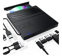 Masterizzatore CD/DVD esterno 7 in 1, USB ultra sottile con slot di caricamento, compatibile con Windows, Mac e Linux.