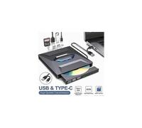 Masterizzatore DVD/CD esterno USB 3.0 7 in 1 del 2026, lettore/scrittore portatile sottile con hub a 4 porte e lettore di schede per laptop e PC des