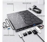 Masterizzatore esterno CD/DVD 8 in 1, interfaccia doppia USB 3.0 e Type-C, ultra sottile e portatile, velocità di lettura/scrittura 8X, plug and play senza driver richiesti, compatibile con laptop/des