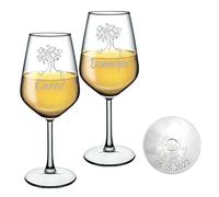 MASTERLASER3.0 Bicchiere da vino personalizzato, calice da vino bianco inciso al laser, 490 ml, set da vino personalizzato con nome, iniziali e data, migliore idea regalo - Quantità (6)