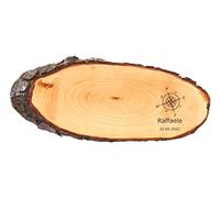 MASTERLASER3.0 Tagliere in legno Personalizzato Tagliere con corteccia ovale Centro tavola misure 45x17 cm Personalizzabile con Nome, Iniziali, Data. Migliore idea regalo (NOME)