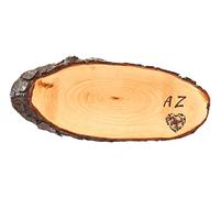 MASTERLASER3.0 Tagliere in legno Personalizzato Tagliere con corteccia ovale Centro tavola misure 45x17 cm Personalizzabile con Nome, Iniziali, Data. Migliore idea regalo (INIZIALE)
