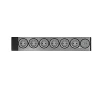 MASTERLED [Garanzia europea] Binario spina parete, fino a 7 prese, multipresa lineare, guida modulare, connessione scorrevole, guida elettrica, Power Strip, 50 cm (6 Schuko + 1 USB)
