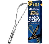 MasterMedi Raschietto per lingua, trattamento dell'alito cattivo per adulti e bambini, di grado medico, 100% acciaio inossidabile, per la cura orale, facile da usare, con design ergonomico per