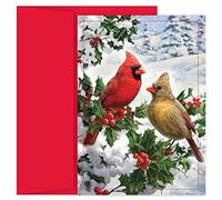 Masterpiece Studios Holiday Brights Collection - Biglietti di Natale con buste, 19,8 x 14,2 cm, motivo: coppia cardinale (928500)