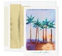 Masterpiece Studios Warmest Wishes Holiday Collection - 16 biglietti/buste foderate in alluminio, con palme glitterate, 14,2 x 19,8 cm