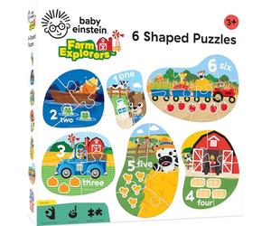 Masterpieces Baby Einstein Farm Explorers - Mini puzzle a forma di esploratori della fattoria, portatili, per la risoluzione dei problemi, età 6+