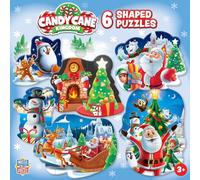 Masterpieces Candy Cane Kingdom Puzzles - Confezione da 6 mini puzzle a forma di puzzle, ecologici, divertimento natalizio