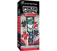 MasterPieces Casino - NHL Detroit Red Wings - Set di fiche da poker con vassoio da 100 pezzi