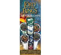 Masterpieces Lord of The Rings - Set di fiche da poker da 100 pezzi, stile casinò, con vassoio, collezione LOTR per la notte del gioco
