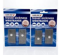 Masterplast Coppia di braccialetti da polso anti nausea per mal di macchina, mal di mare, mal d'aria. Ideali per vacanze e viaggi, confezione da 2 (4 pezzi in totale).