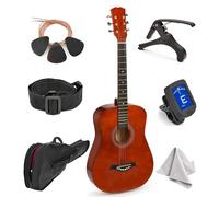 MasterPlay - Chitarra acustica classica per bambini, 76,2 cm, per principianti, kit per principianti, con custodia, accordatore, cinghia, corde extra, plettri, panno di lavaggio, capotasto (Mahagnah)