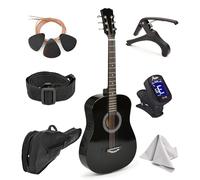 MasterPlay - Chitarra acustica per mancini per bambini, 76,2 cm, per principianti, kit di base per corde acustiche: borsa per chitarra, accordatore, cinghia, corde extra, plettri, panno di lavaggio