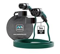 Masterplug Cavo di Ricarica Rapida EV Modo 3 con Custodia, per Veicoli Elettrici e Ibridi Plug-In, Tipo 2 a Tipo 2, Trifase, Cavo da 5 Metri, 22 kW, 32 A, EVC22325TL/CASE