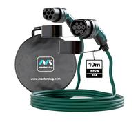 Masterplug Cavo di Ricarica Rapida EV Modo 3 con Custodia, per Veicoli Elettrici e Ibridi Plug-In, Tipo 2 a Tipo 2, Trifase, Cavo da 10 Metri, 22 kW, 32 A, EVC223210TL/CASE